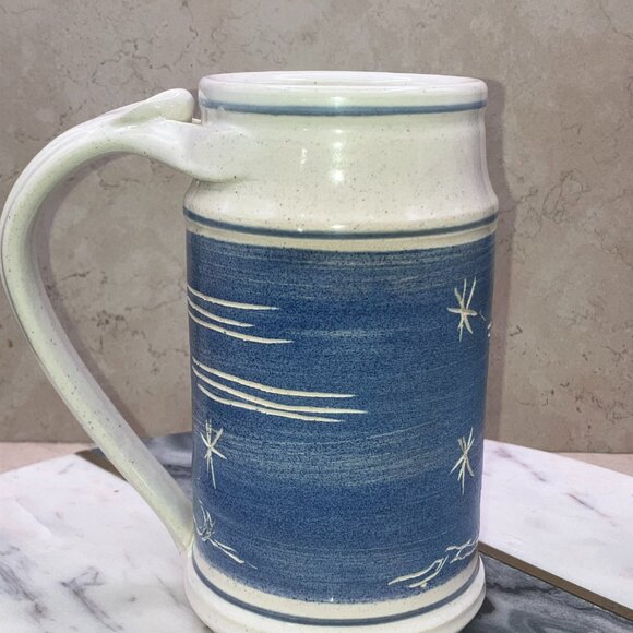 Vintage Studio Pottery Large Mug Wheel Thrown Hand Carved Artist Guegan - Picture 4 of 10